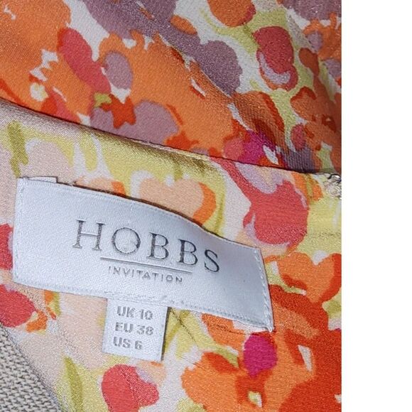 Hobbs London Floral Watercolor Sheer Silk Dress Sz 6 - Picture 6 of 8